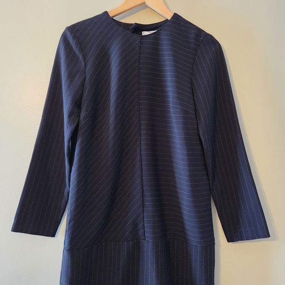 Mango Suit Women's Pinstripe Print Low Waist Long Sleev Mini Dress Size 4 - Picture 6 of 13